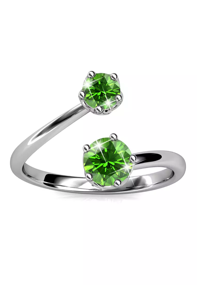 Split Green Personality Ring Embellished with SWAROVSKI® crystals