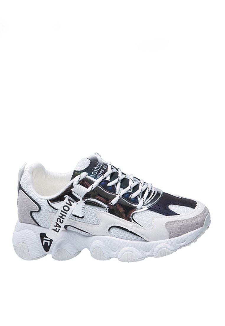 VANSA Simple Synthetic Leather Reflective Sneakers VSW-T7005