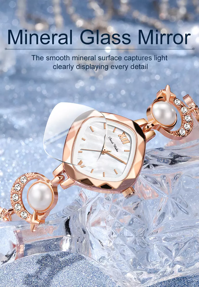 Jam Tangan Wanita Original Korea Style Pear Strap Anti Air Jam Tangan Cewek rosewhite