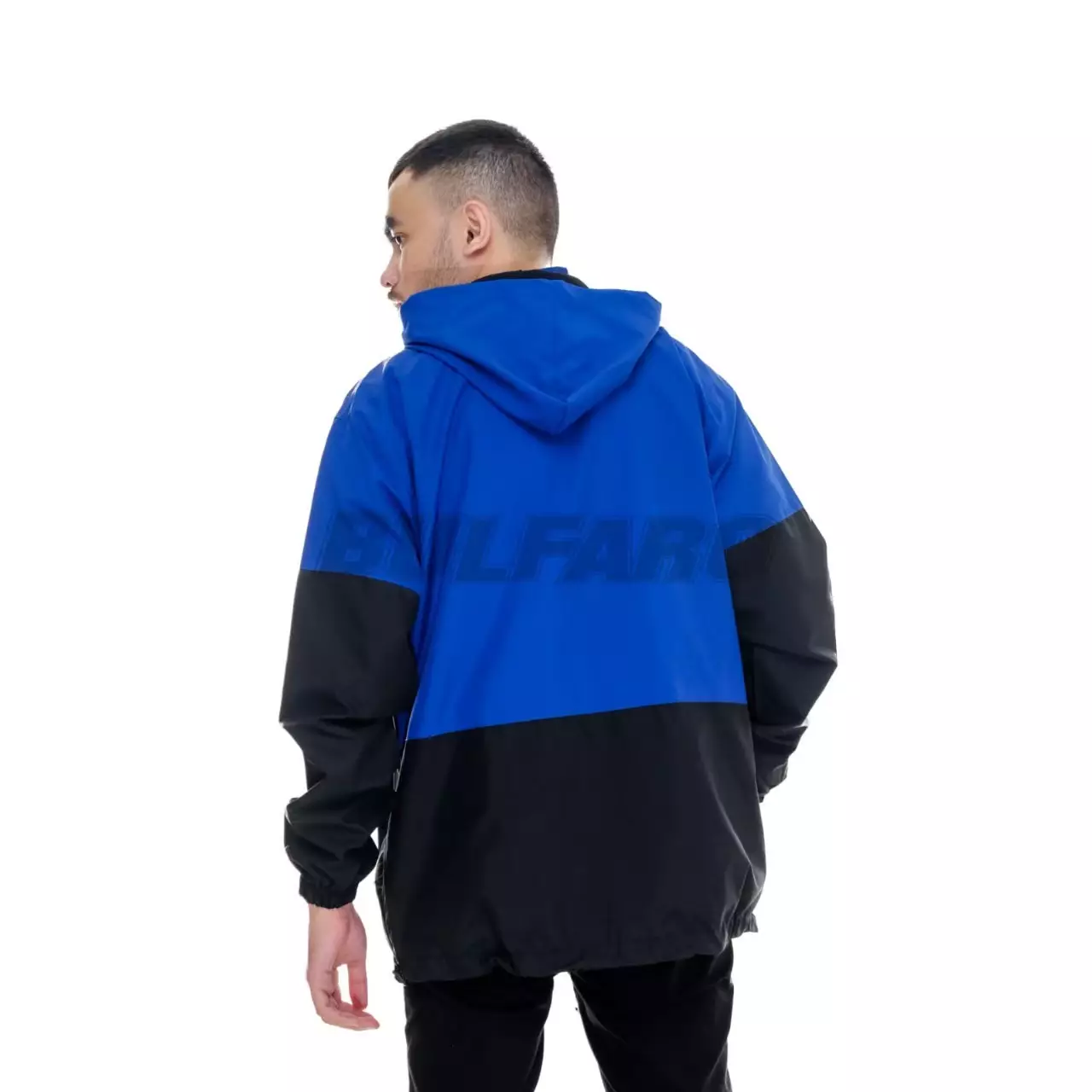 Jaket Taslan Hoodie Outdoor Blue Black
