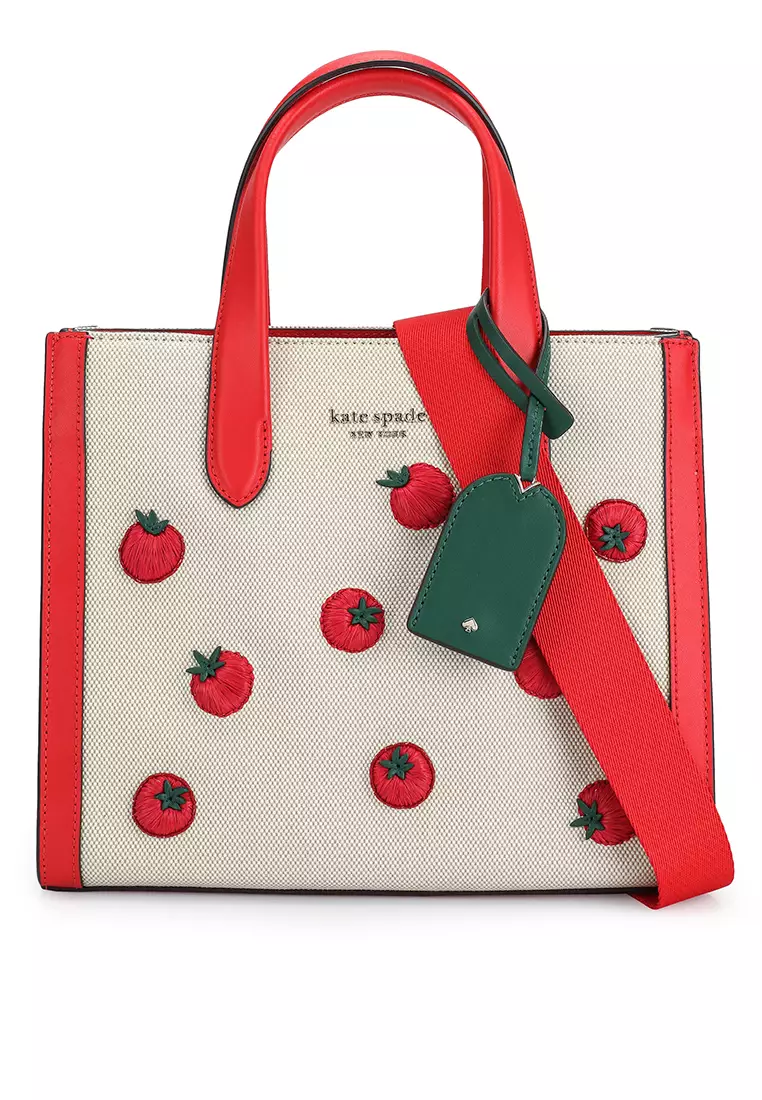 kate spade new york Manhattan Tomato Embroidered Canvas Small Tote