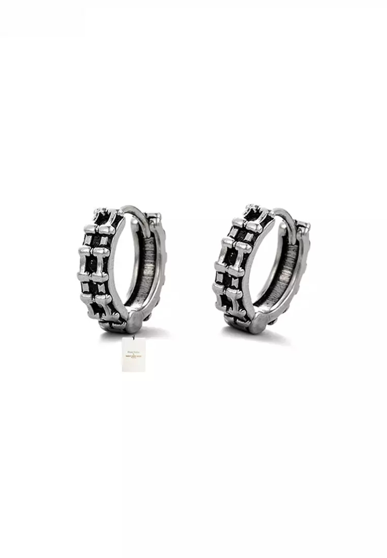 Unisex Titanium Steel Antique Style Hoop Earrings JW HS-S99