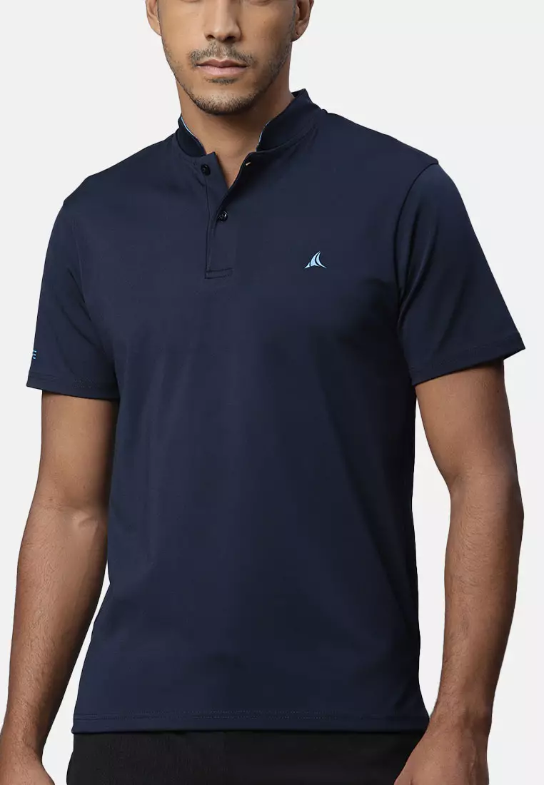 Blue Luxe Men's Athleisure Chinese Collar Designer Tee