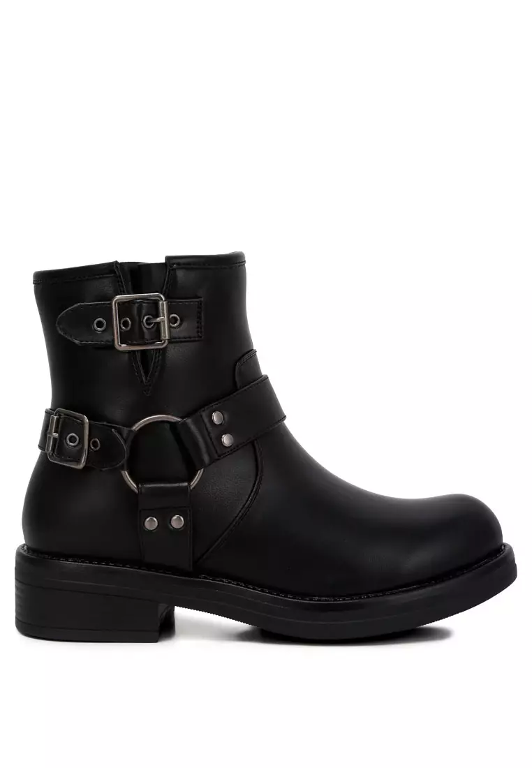 Discount on London Rag  shoes - SKU: Faux Leather Pin Buckle Boots In Black