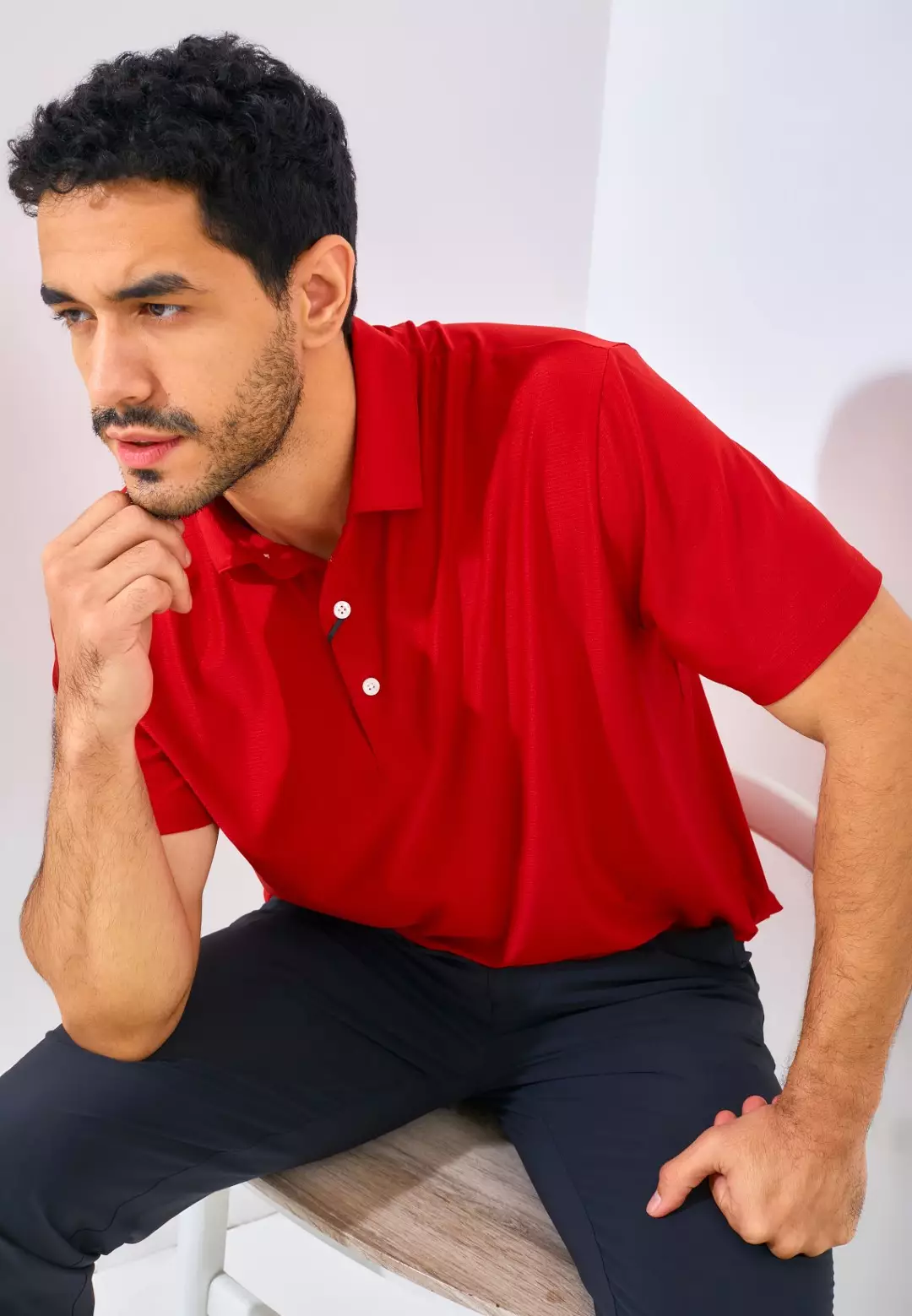 Jack Nicklaus Sicily Premium Solid Stripe Polo Chili Red