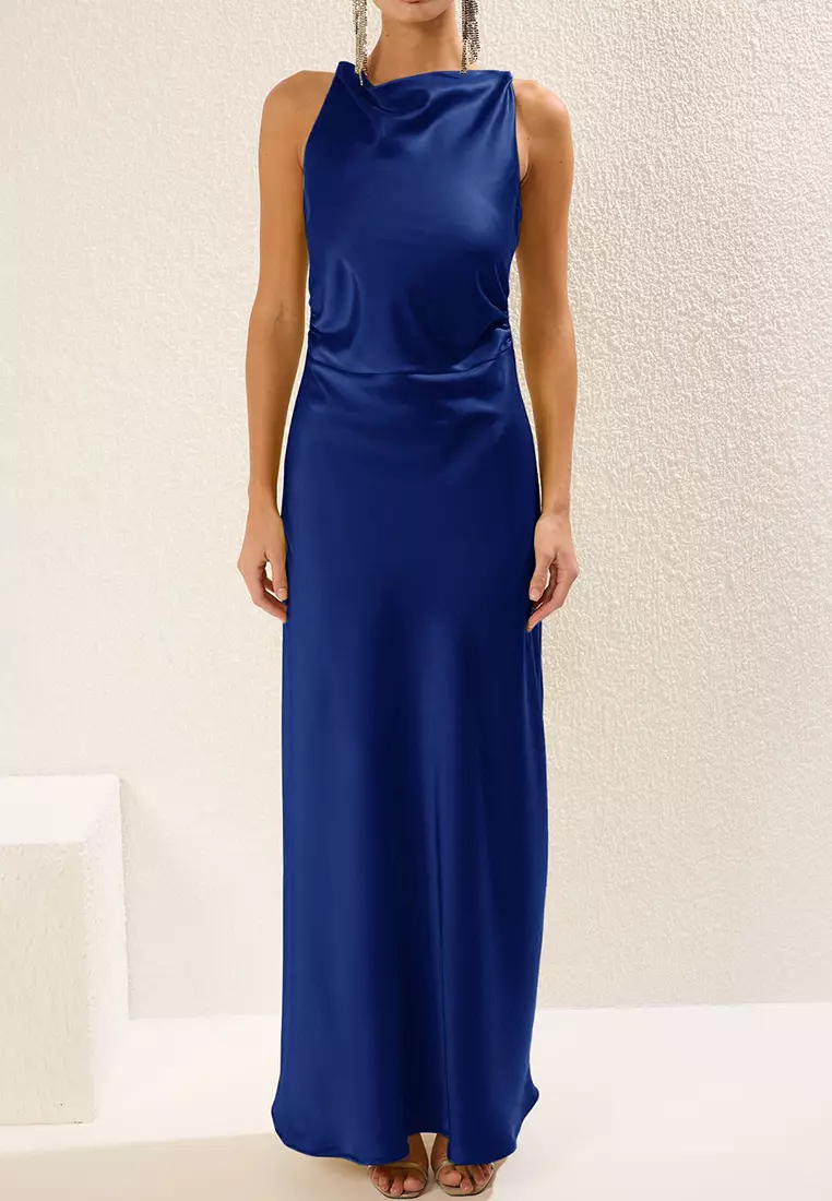 Saxe Body-fitting Satin Woven Maxi Evening Dress Night Graduation Dress TPRSS25AE00066