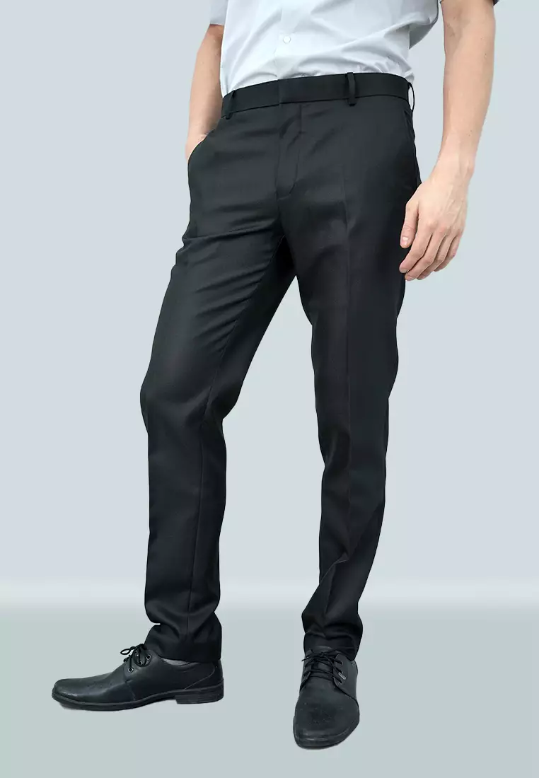 Johnwin - Celana Formal - Celana Pria - Hitam - Polyester - Slim Fit - F.998.010.110.C