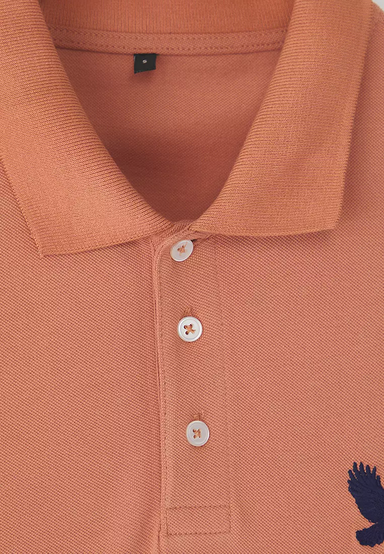 Eagle Embroidery Detailed Polo Neck T-Shirt