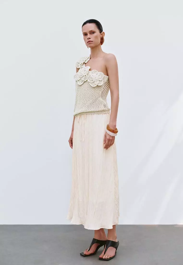 Drawstring Textured Midi Skirts