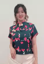 Dark Green Pink Printed Batik