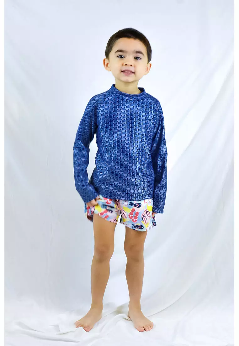 August Society Waikiki Kids' Rash Guard - Due South Blue 2024