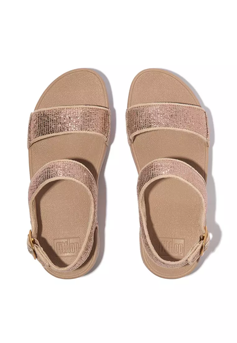 Lulu Crinkled-shimmer Back-strap Sandals