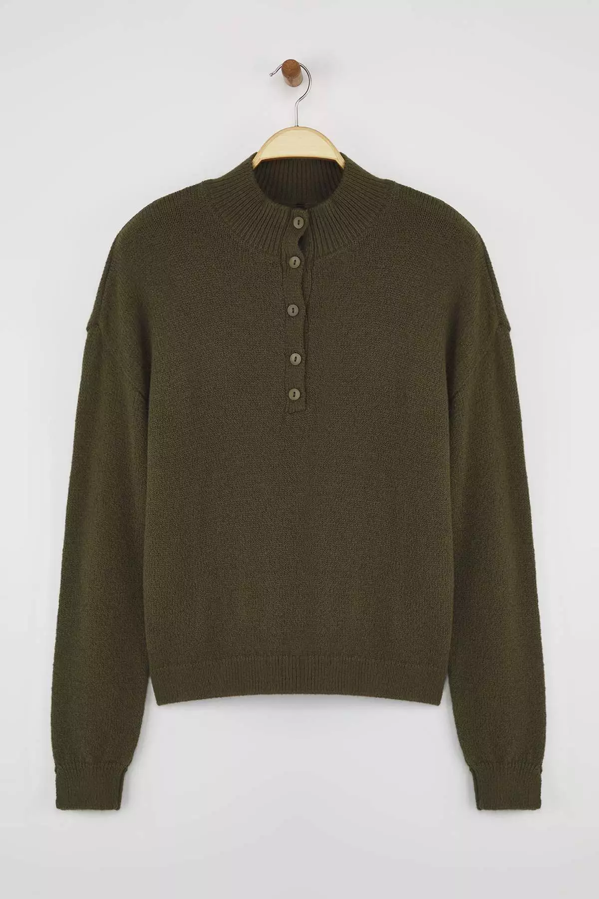 Wardrobe Essentials Khaki Soft-Textured Knit Sweater | Twoaw26Kz00074