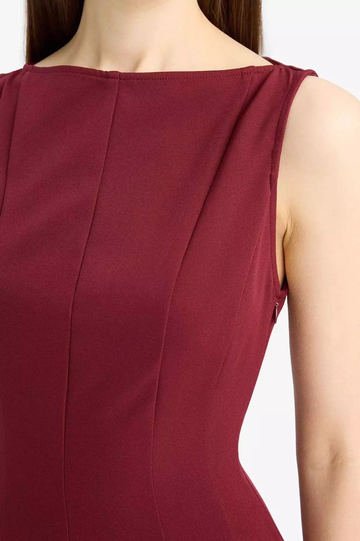 Boat Neck Basic Plain Sleeveless Mini Dress F0205Ax25Sp