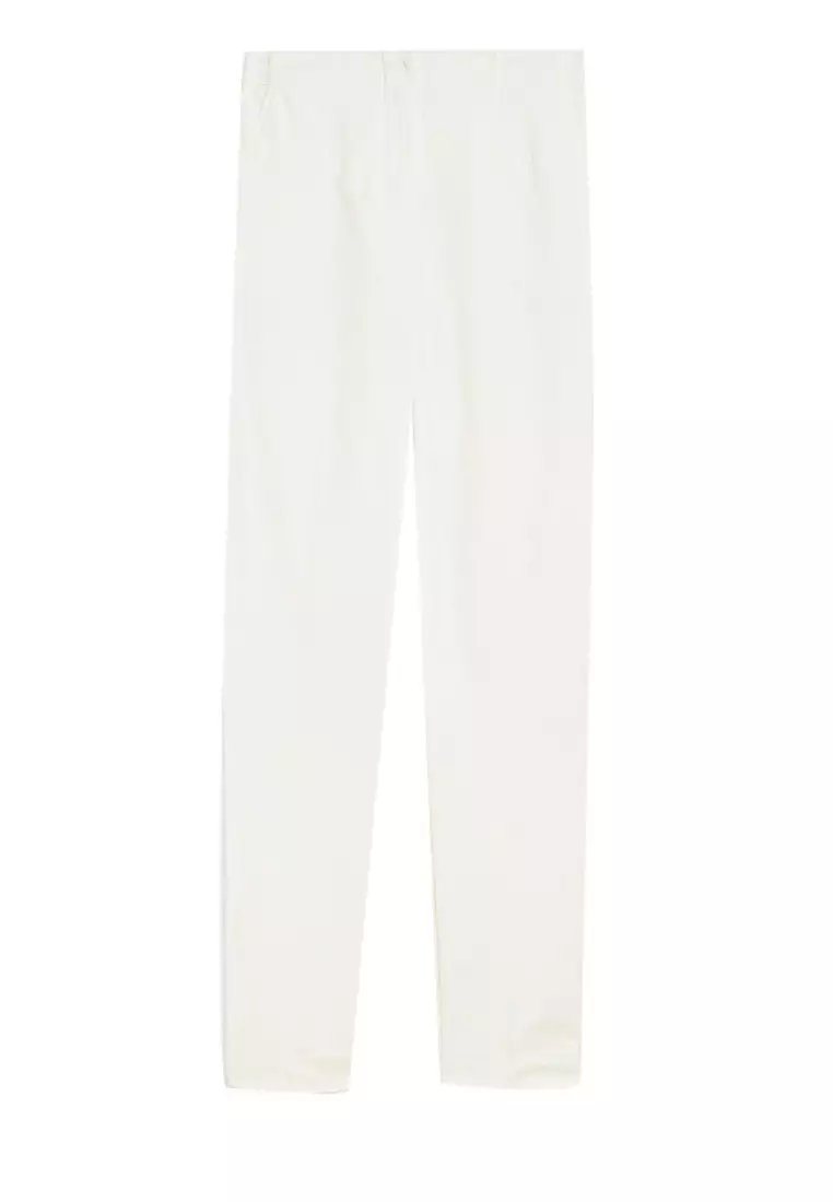 Cotton Blend Slim Fit Ankle Grazer Trousers