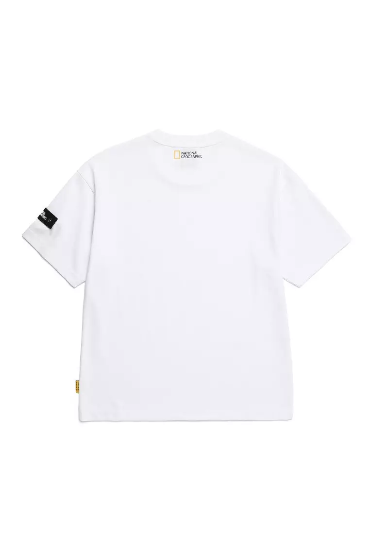 男女同款徽章半寬鬆短袖T恤