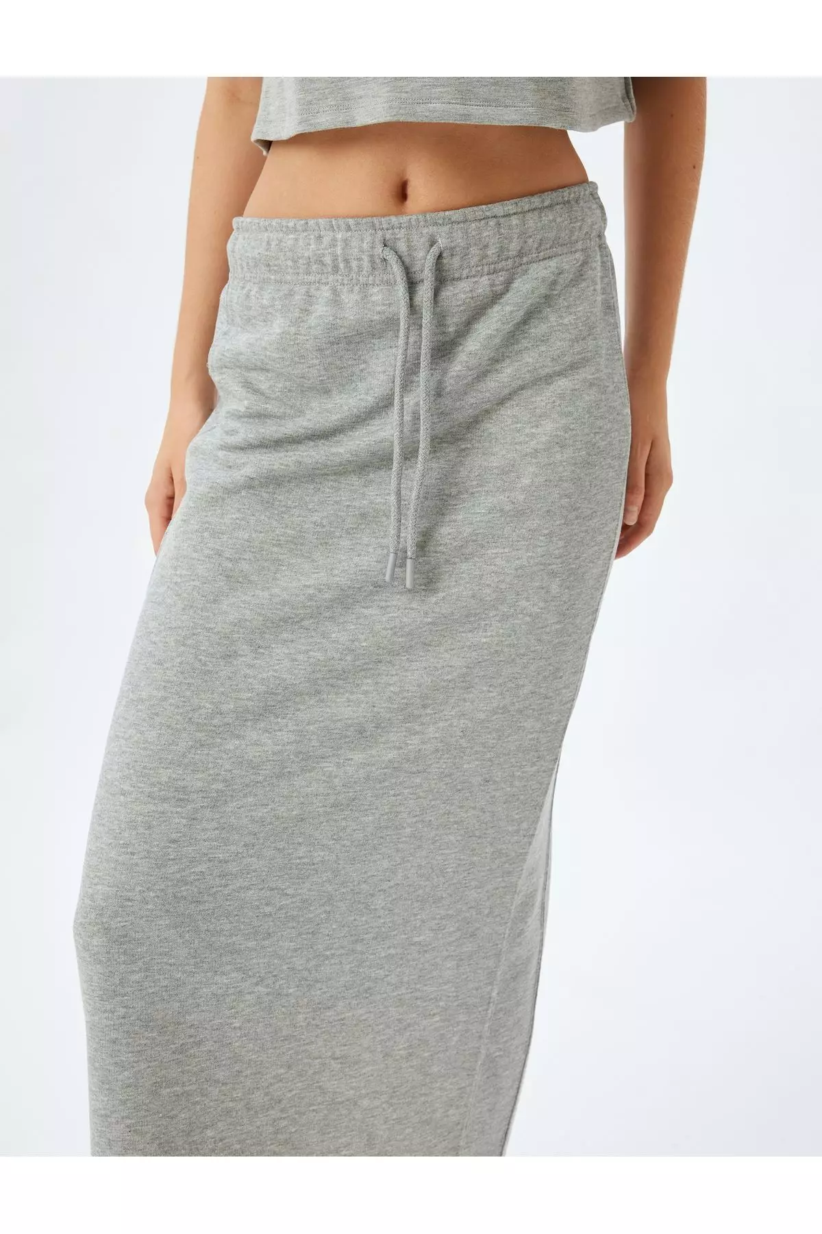 Long Pencil Skirt With Three Thread Waist Tie And Elastic