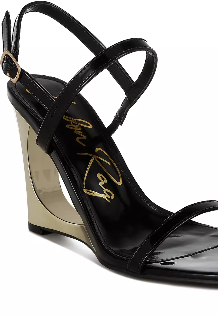 Fantasy Wedge Heel Sandals in Black