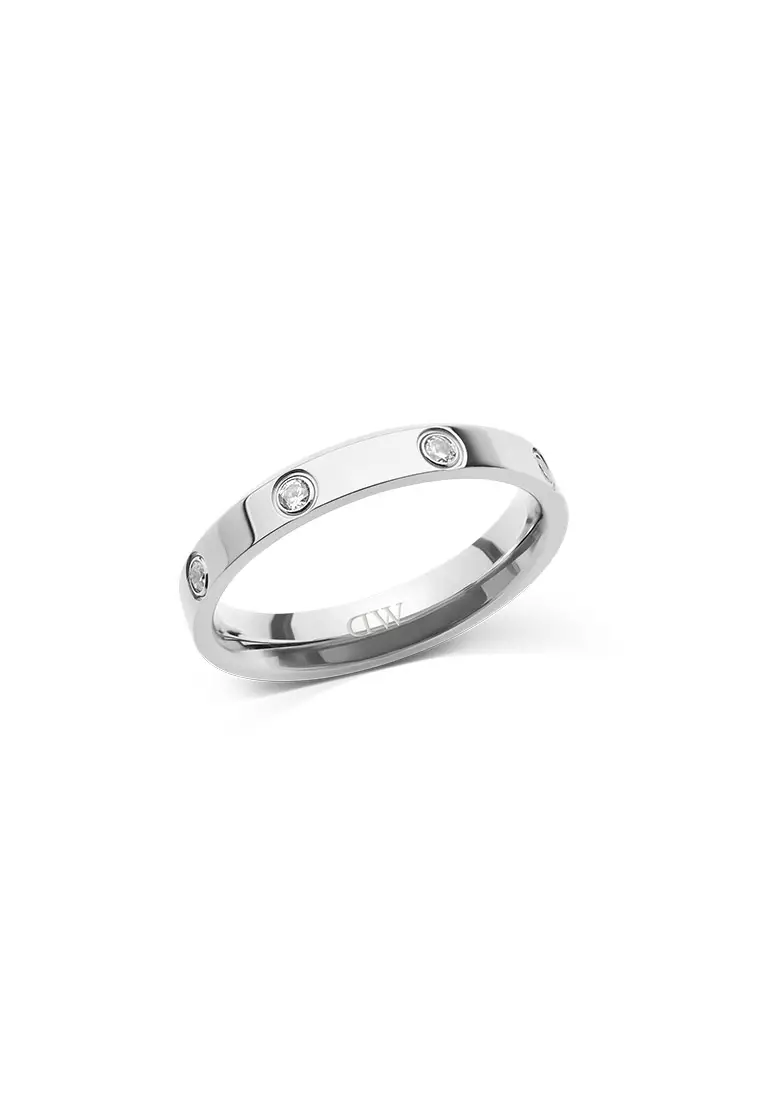 Classic Lumine 4.0mm Ring Silver Unisex Ring for women and men stainless steel crystal Ring DW Official Authentic Original Cincin perempuan lelaki DW