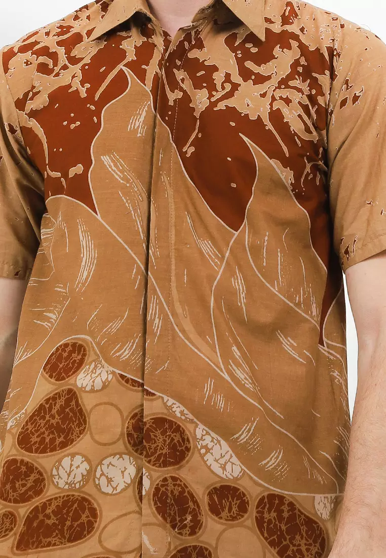 Batu Kemeja Batik Premium Pria Casual Modern Lengan Pendek