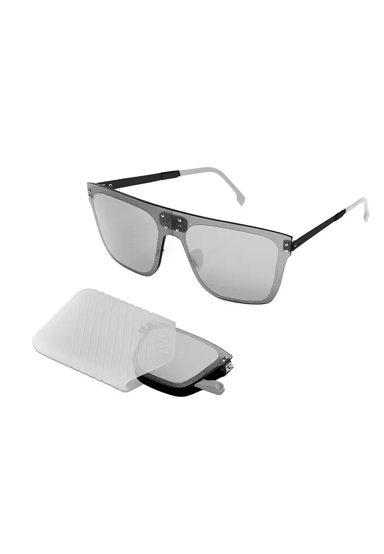 超輕極薄‧摺疊式太陽眼鏡 ROAV Oxygen O002 WIND Matte Black / Silver Mirror 13.61