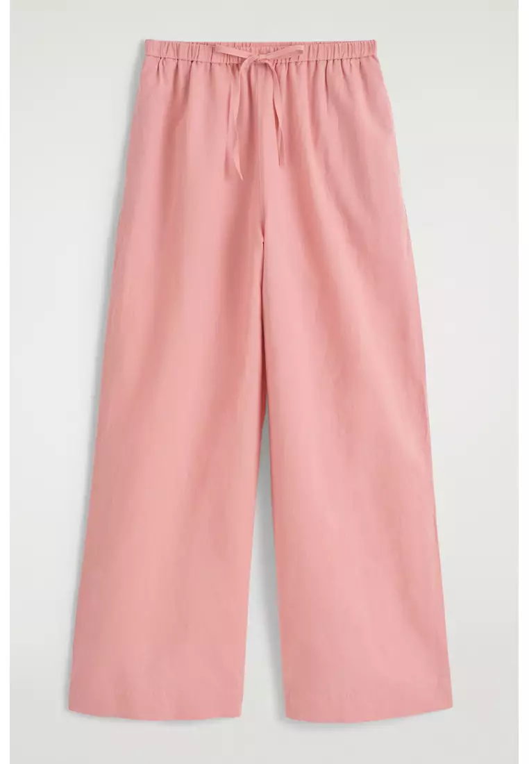 WIDE-LEG LINEN DRAWSTRING TROUSERS