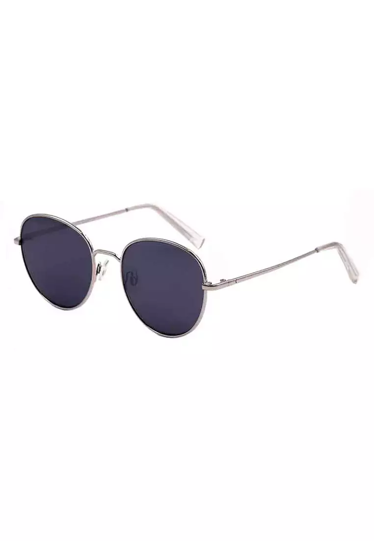 Kendall + Kylie Shiny Silver Modified Round Metal Sunglasses