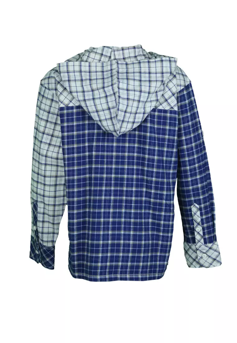 Pito Dito Boy Brontes Kemeja Panjang Anak Kombinasi Krem & Navy Motif Kotak - Size 4