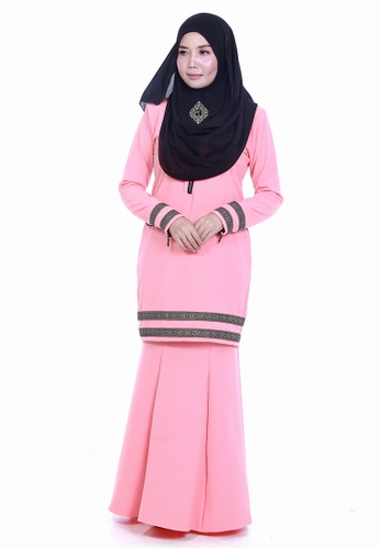 Farosa Kurung Cassandra Peach from Farosa in Pink and Orange