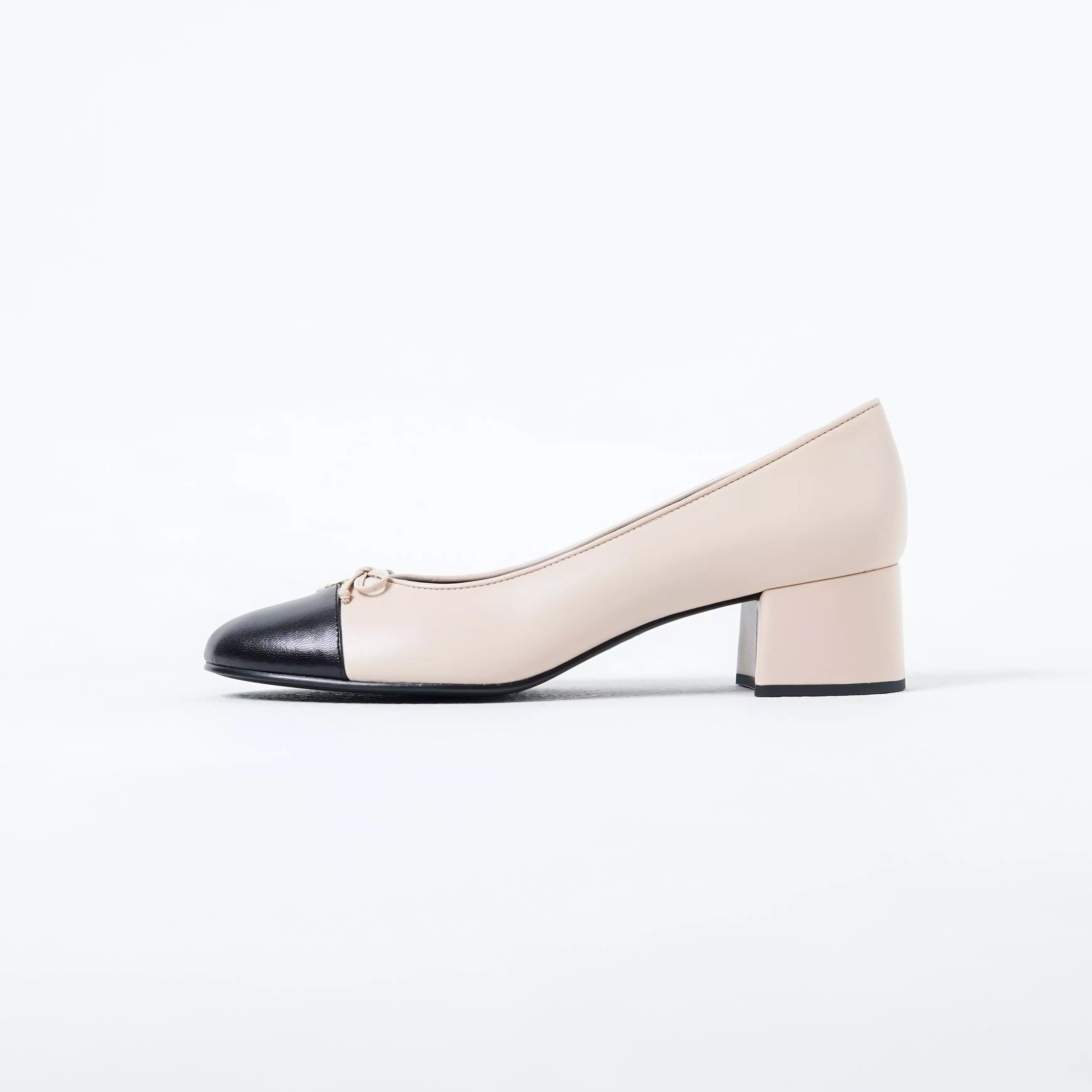 Sepatu TORY BURCH BOW RIBBON BLACK NUDE 45MM HEELS 100% ORIGINAL