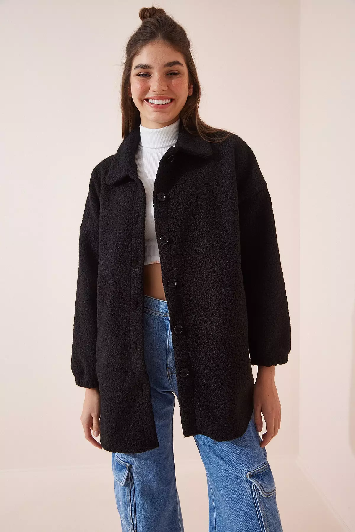 Oversized boucle coat sales