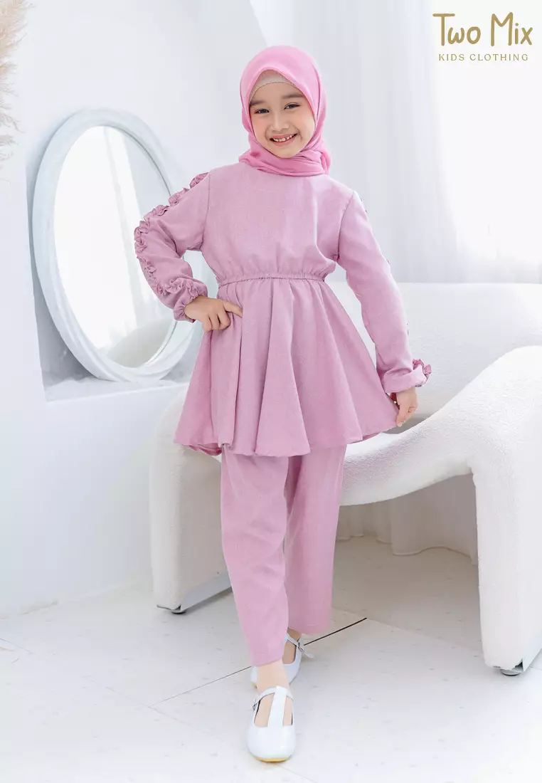 Two Mix - Setelan Gamis Couple Anak Perempuan - Stelan Baju Gamis Couple Ibu Anak Cewek 4358