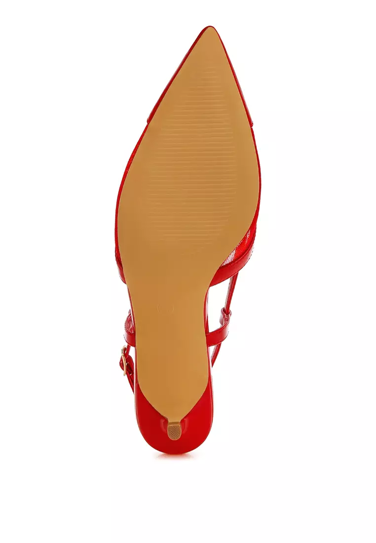 Sandal Slingback Jaring Warna Merah