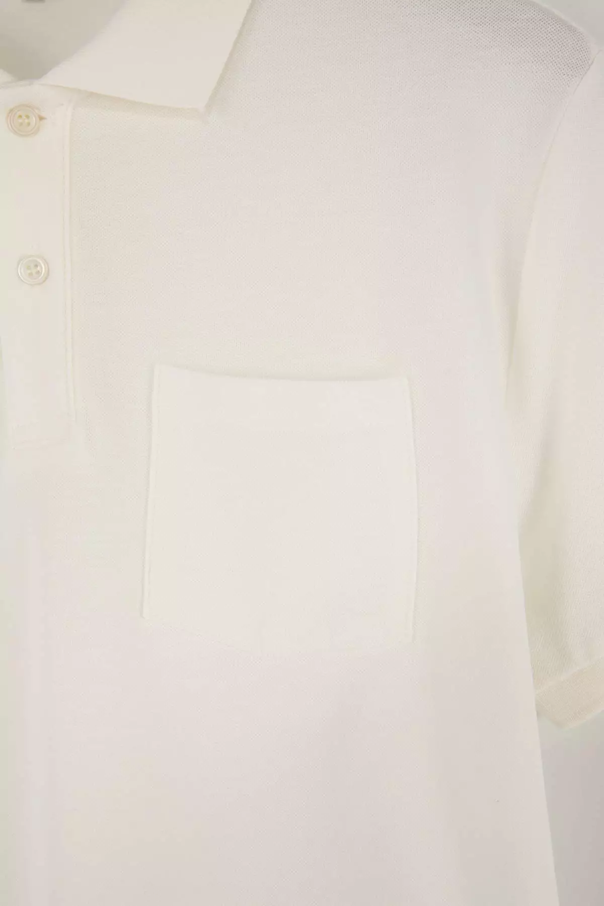 Ecru Regular/Comfortable 100% Cotton Single Pocket Polo Neck T-Shirt Tmnss26Po00018