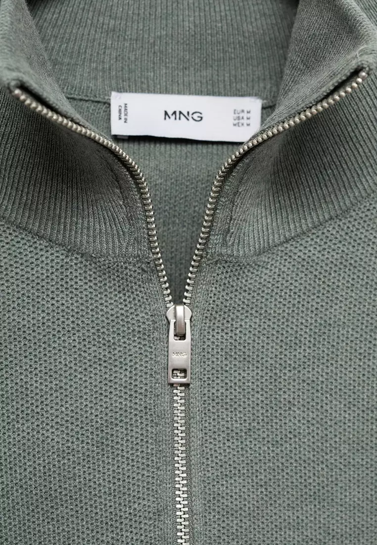 Microstructure Sweater With Zipper Collar