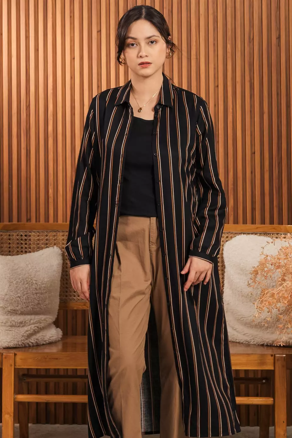 C2 Ensley Black Casual Maxi Shirt Wanita