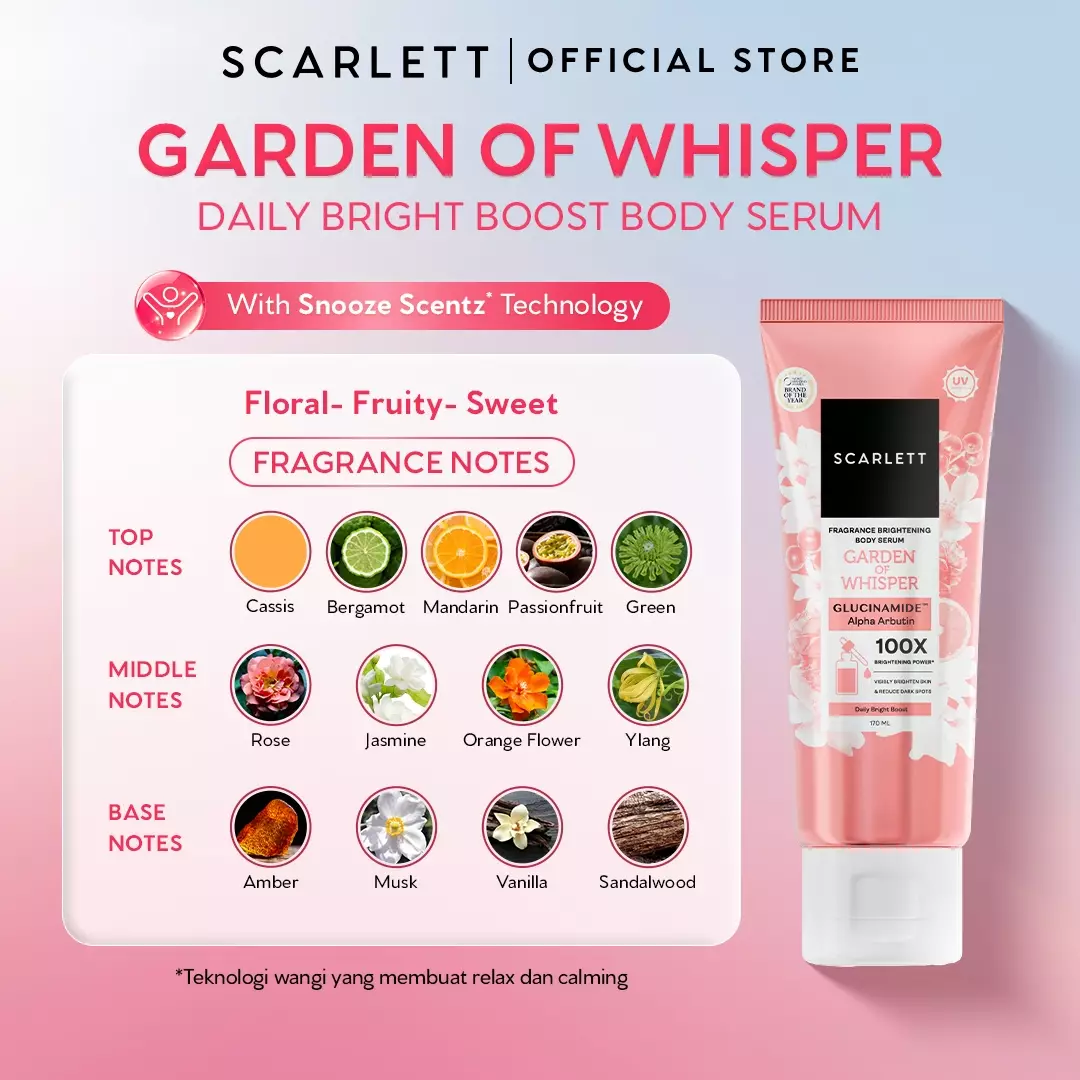 [NEW LAUNCH] SCARLETT GLUCINAMIDE Fragrance Brightening Body Serum Garden of Whisper 170ml