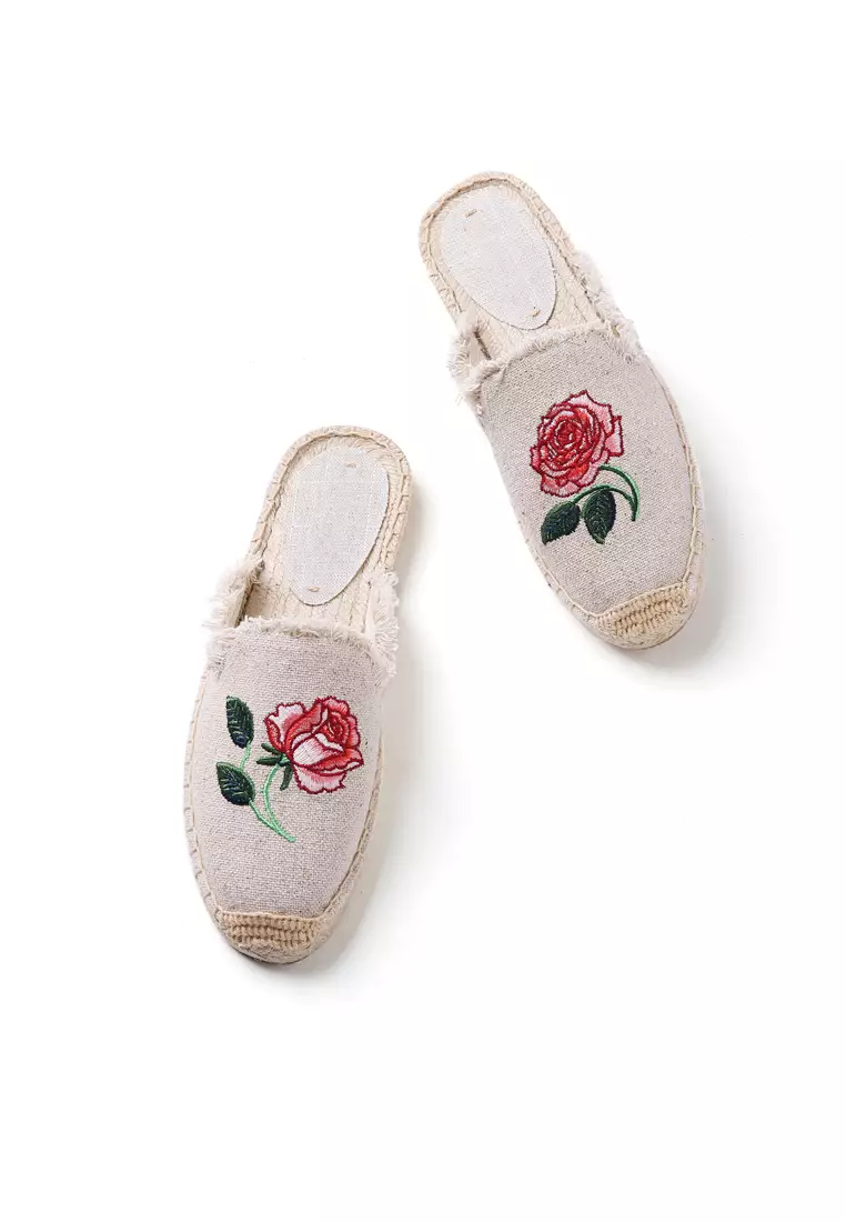 Embroidery Linen Espadrilles HB001