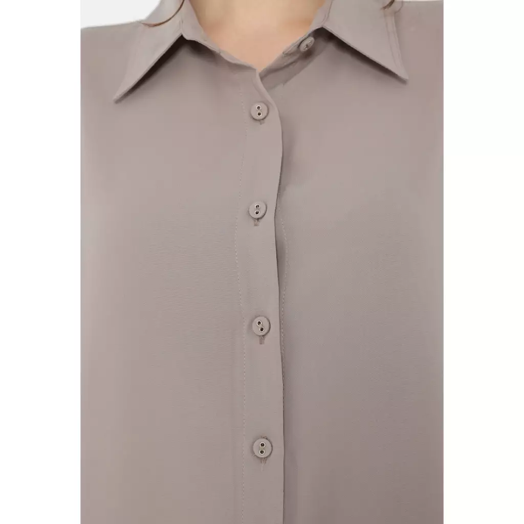 Plain Shirt Long Sleeve In Mocca By Brilliant Girl Warna KEMEJA
