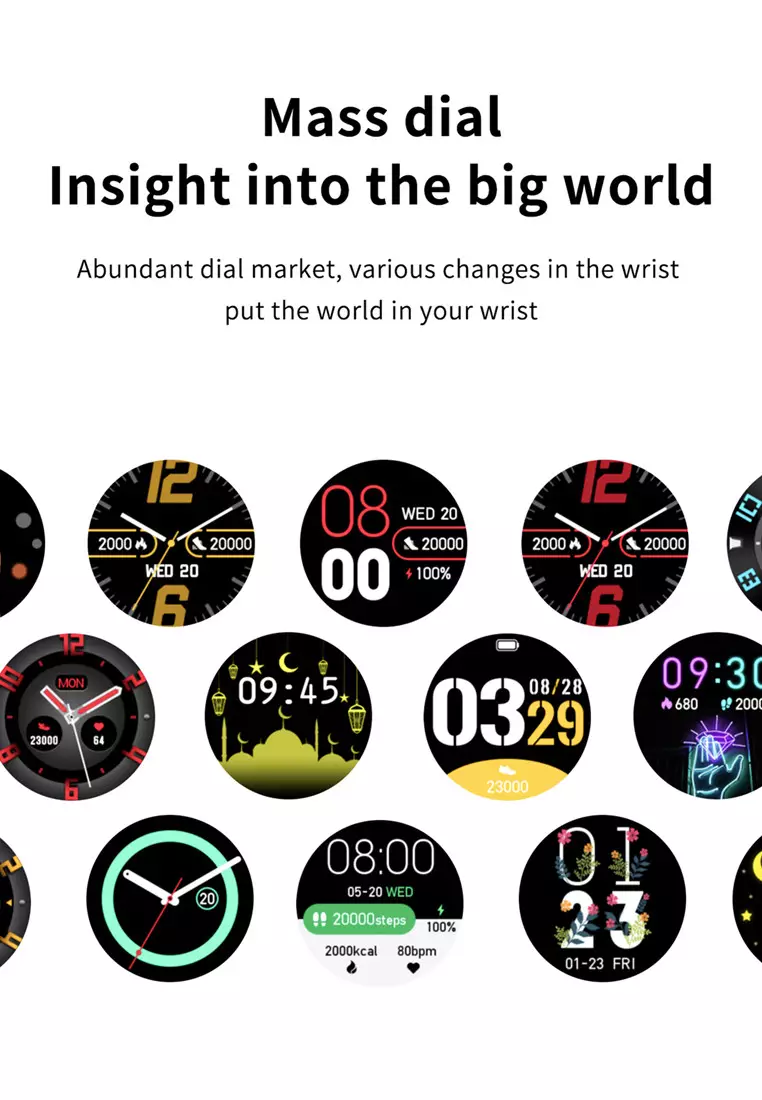 Smart Watch Pria Full Touch Screen Phone Call Wireless Charge Jam Tangan Pintar Hitam