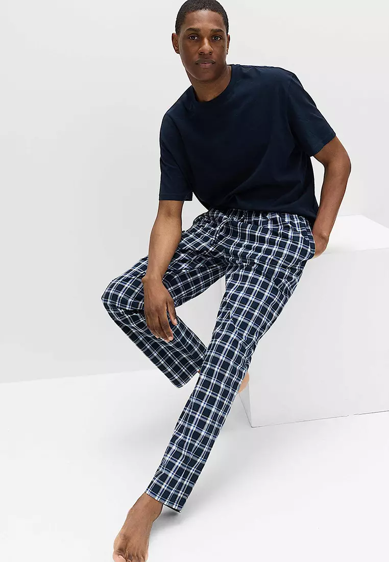 2pk Pure Cotton Checked Pyjama Bottoms