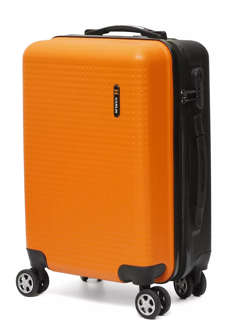Carlton Koper Hardcase Unisex Size 20 Inch Dual Tone Color Large Compartment Suitcase Code Lock System Material ABS+PVC Coated ORIGINAL - Orange Black