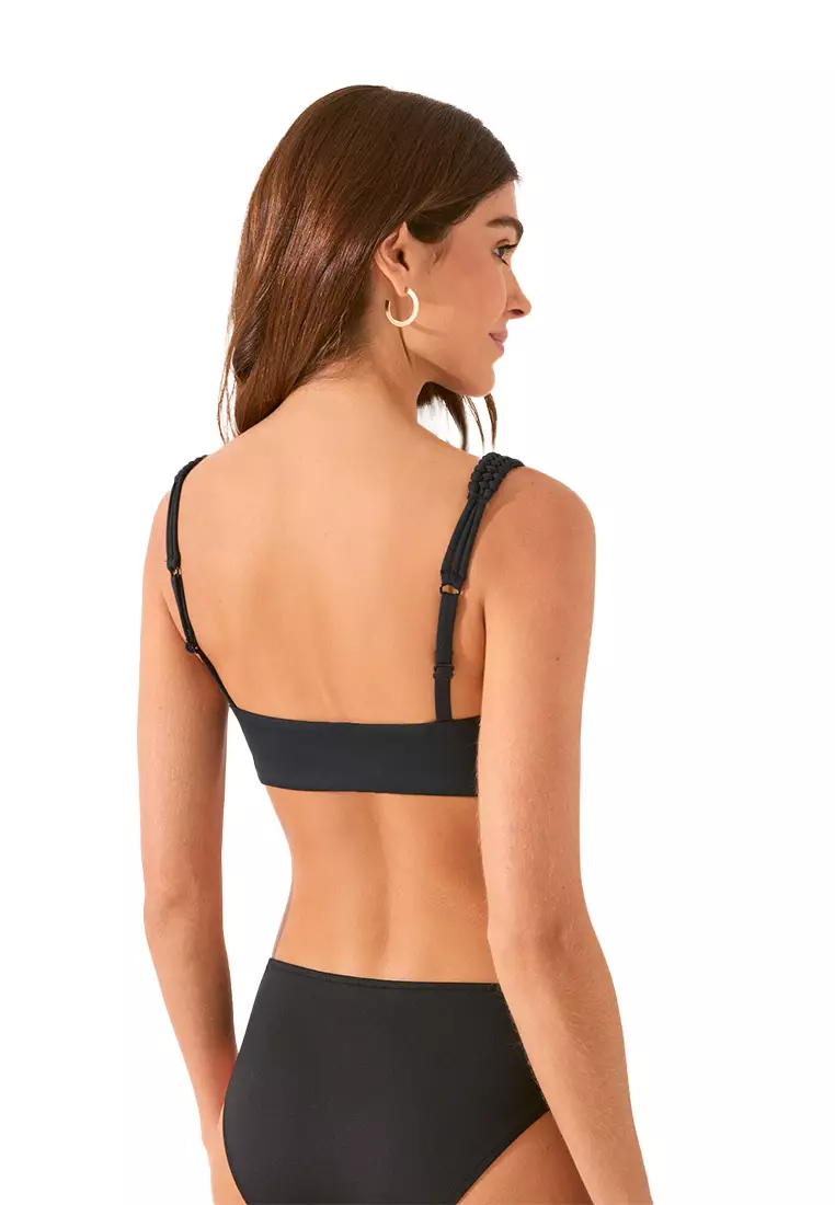 Black Crossed Halterneck Bikini Top