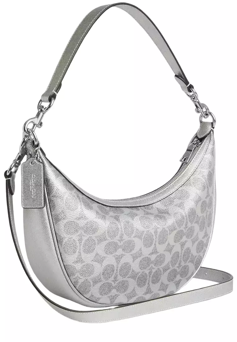 Aria Shoulder Bag In Signature Canvas - Gray/ Silver CCL27