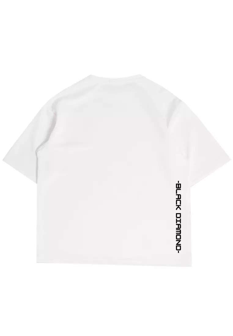 MTS52 Kaos Oversize Bahan Tebal Scuba "Black Diamond" Putih