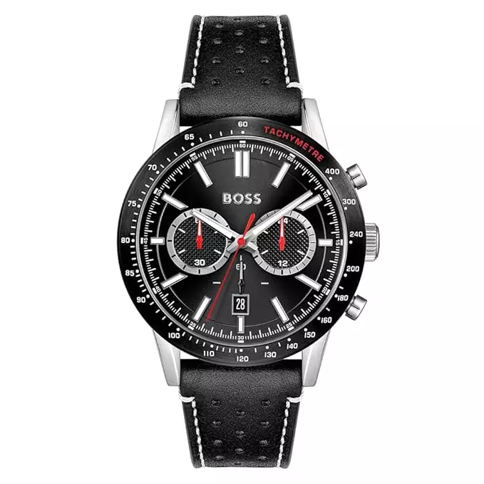 Hugo Boss Allure Black Dial Black Leather 1513920