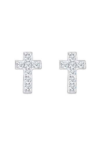 ELLI GERMANY silver Earrings Cross Religion Diamond (0.14 Ct.) 8D194ACB43A6CFGS_1