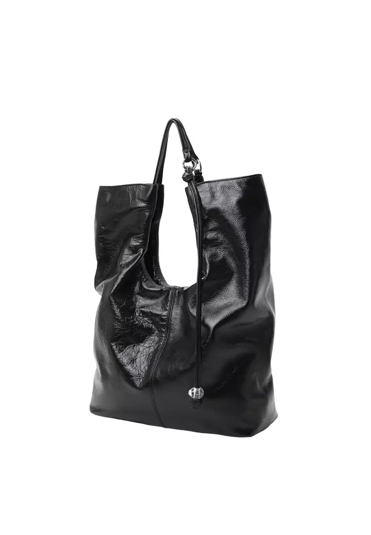 Folding Hobo Clutch Bag - Black