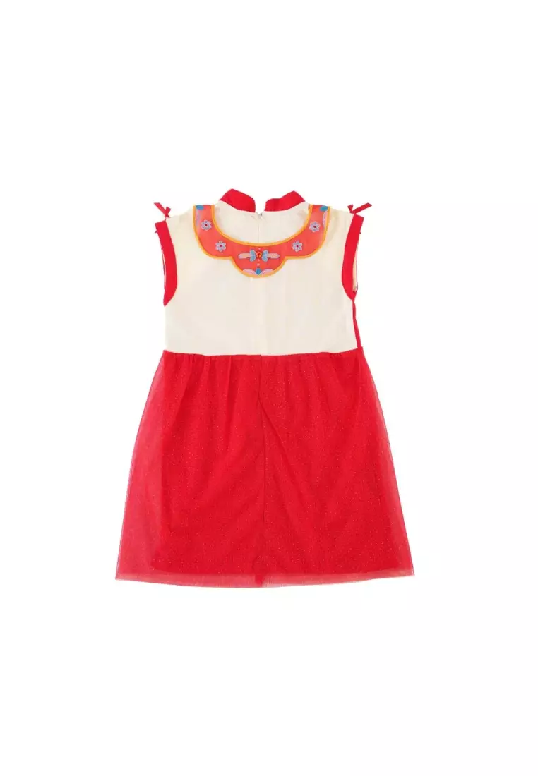 財富和諧紅色家族套裝金魚刺繡嬰幼兒女唐裝漢服裙拜年服0833