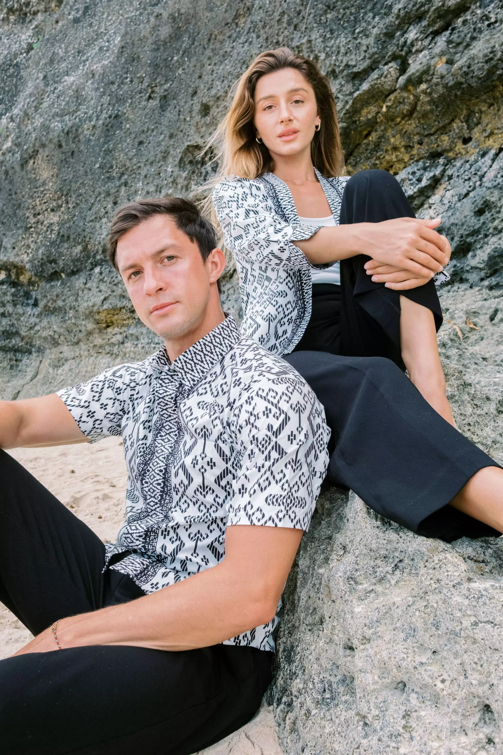 Kimono White Putih Kemeja Batik Pria Slim Fit Katun Lengan Pendek